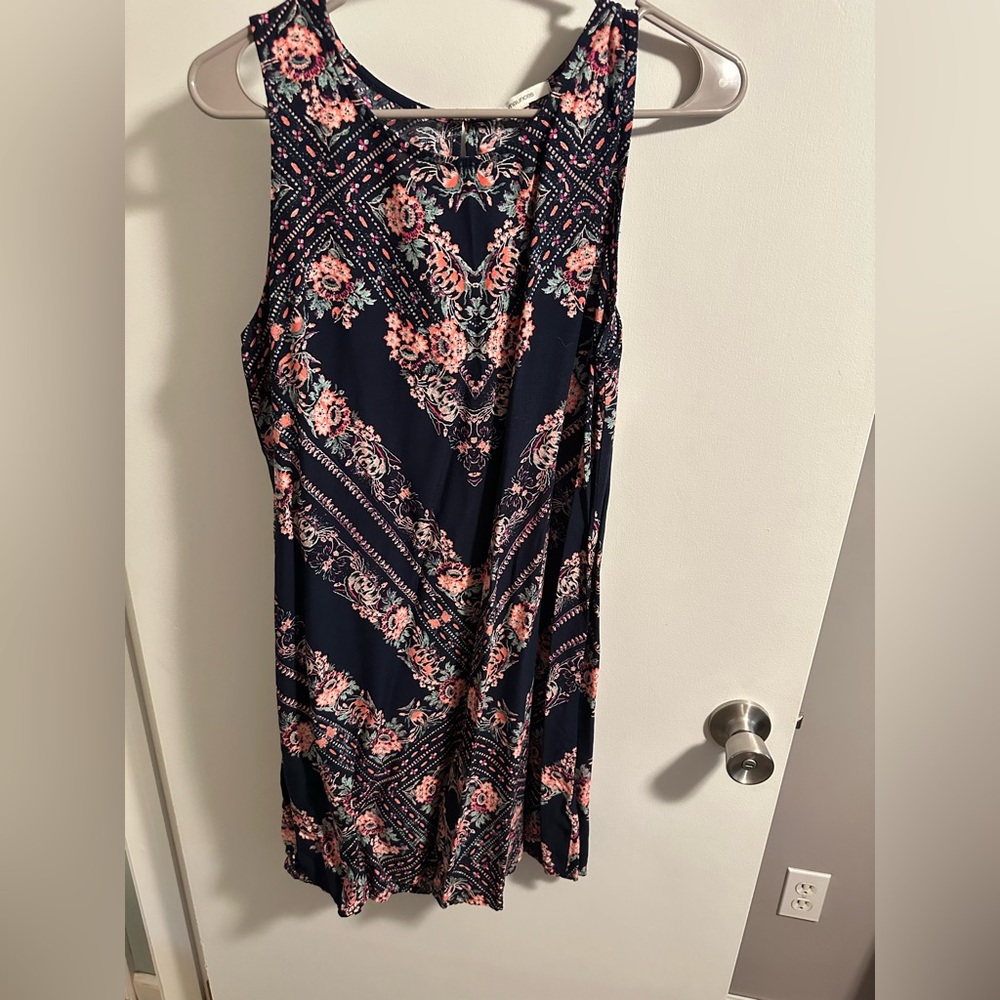 Maurices Navy and Pink Floral Maxi Dress